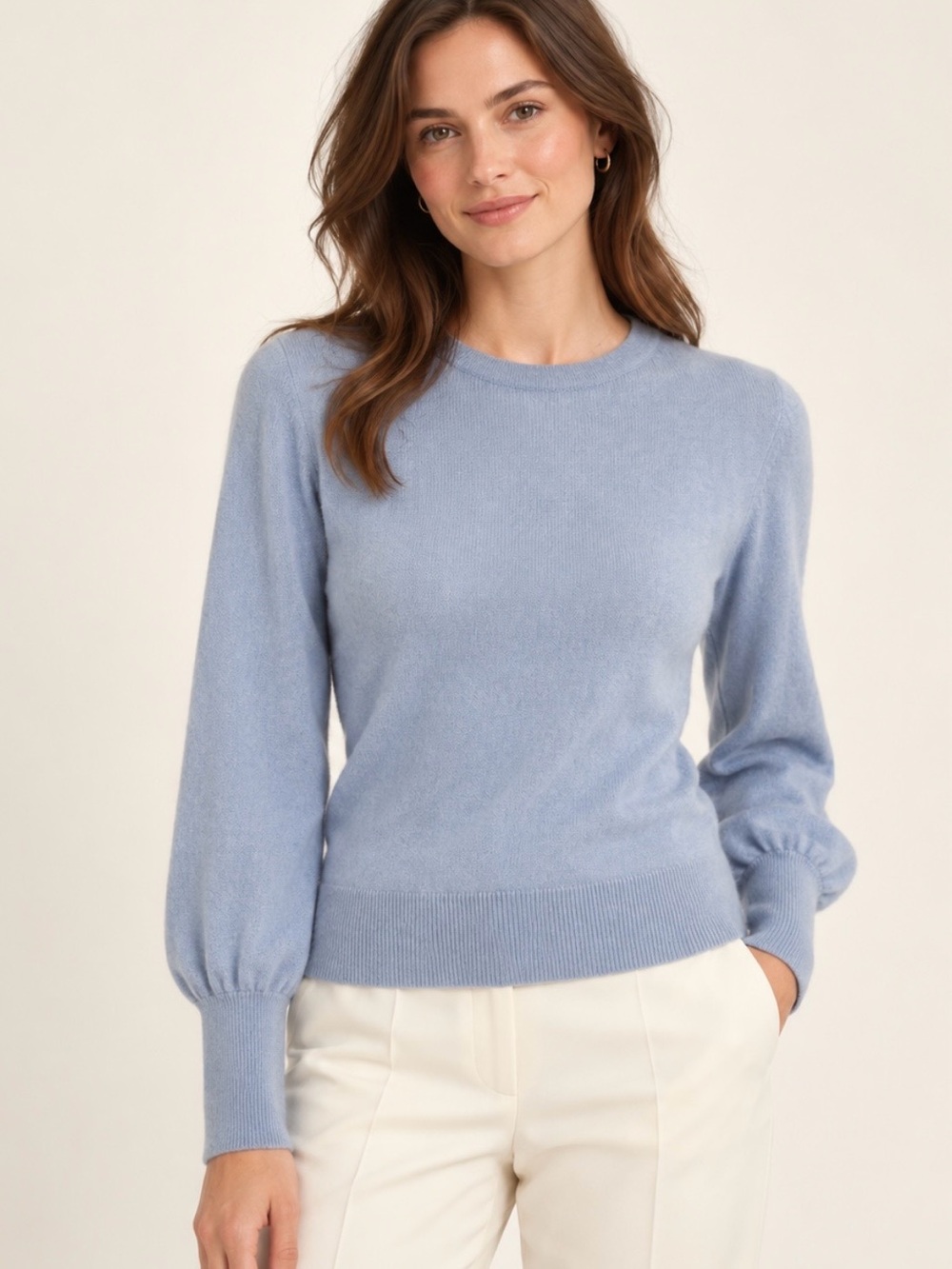 The Limited 100% Cashmere Sweater Women’s XL Powder Blue Balloon Sleeves EUC